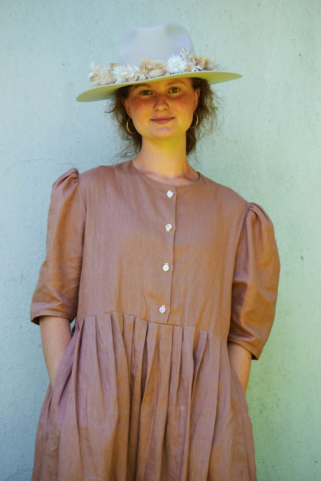 ARGUE Natural Dyed Linen Dress (BROWN) Handmade Linen Dress